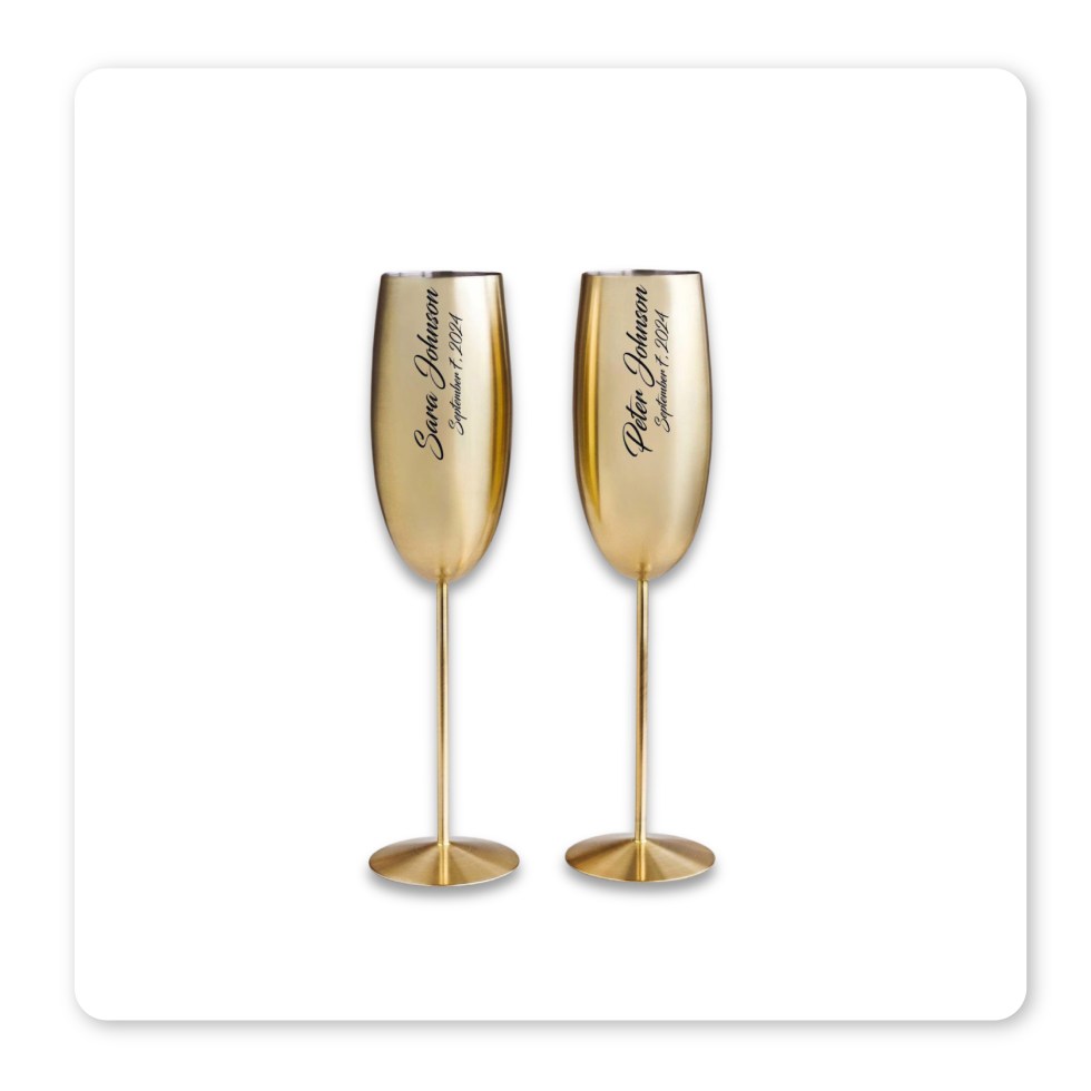 Laser Engraved Champagne Glass Gift Set