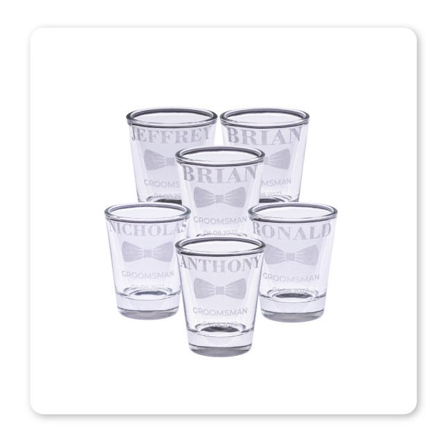 Laser Engraved Personalised Shot Glasses Set x6