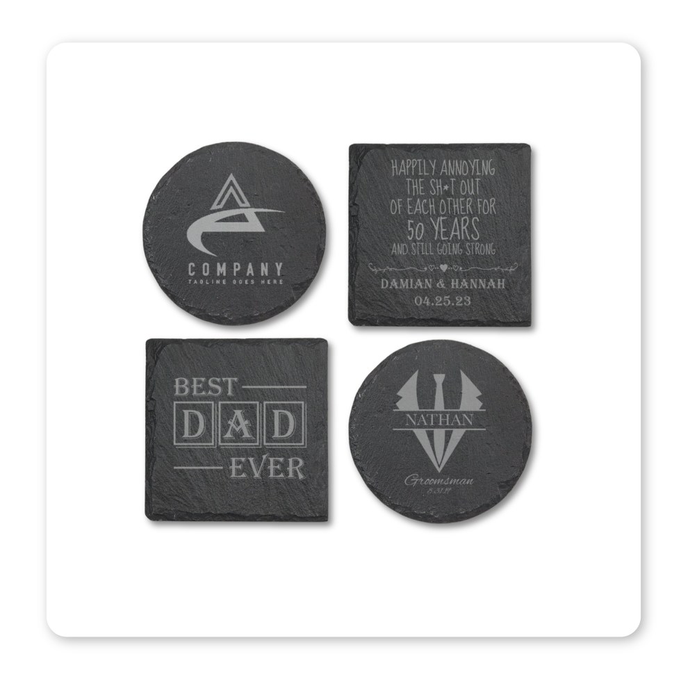 Laser Engraved Personalised Slate Coasters