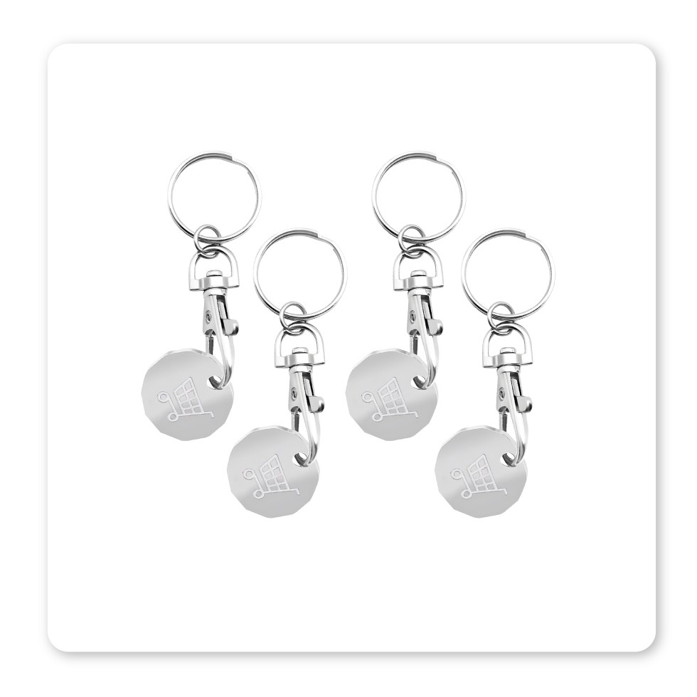 Laser Engraved Trolley Coin Keyring